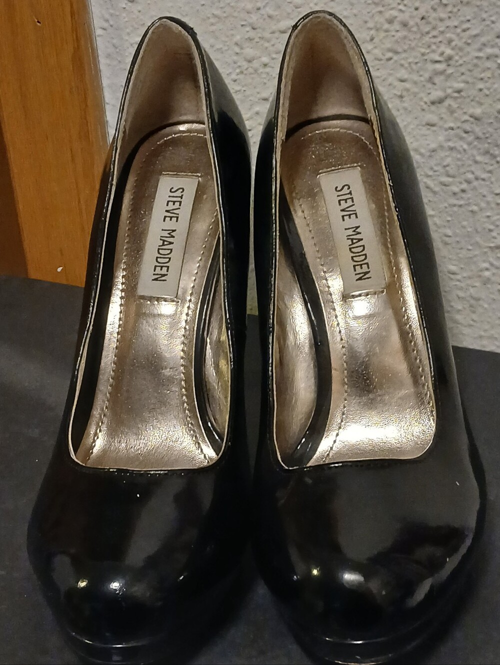 Steve Madden Black Patent Platform Stiletto Heels - Size 7.5